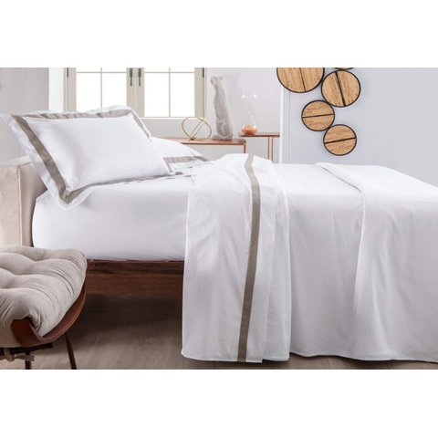 Jogo de Cama 4 PC Queen Bellagio 300 Fios Branco Fend Kacyumara
