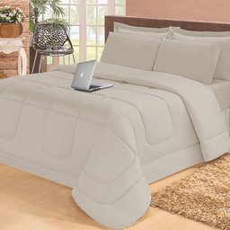 Jogo de Cama Casal com Edredom Lençol Fronha Função Cobre Leito e Cobertor - 1