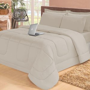 Jogo de Cama Casal com Edredom Lençol Fronha Função Cobre Leito e Cobertor