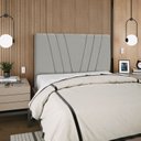 Ver imagem 2 de Cabeceira Estofada Casal Belgica 140cm Suede Cinza-claro