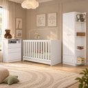 Ver imagem 1 de Quarto de Bebê Completo com Berço 3 em 1 para Colchão 130x60cm Confete Multimóveis MP4910 Branco