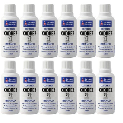 Corante Líquido Xadrez Sherwin Williams 50ml 12 Peças Branco