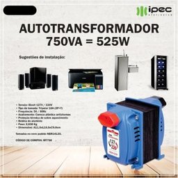 Transformador 750va Azul Bivolt Ipec - 2