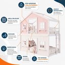 Ver imagem 4 de Beliche Infantil Montessoriano Casinha Dos Sonhos com Fechamento Inferior Branco em Madeira Maciça