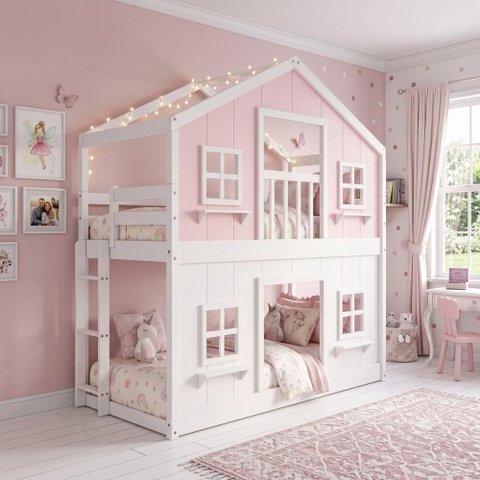 Beliche Infantil Montessoriano Casinha Dos Sonhos com Fechamento Inferior Branco em Madeira Maciça