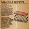Sapateira Banco Estofado Assento Organizador Prateleiras:caramelo - 5