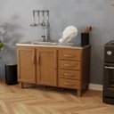 Ver imagem 1 de Balcão de Pia para Cozinha 120 Cm 2 Portas 4 Gavetas Frida Imbuia Fosco