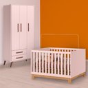 Ver imagem 1 de Conjunto Berço Mini Cama Slim e Guarda Roupa Retrô Rosa