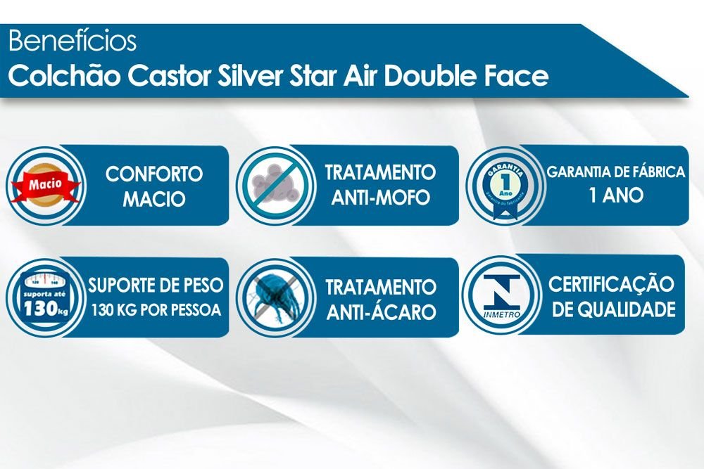 Colchão Casal Castor Silver Star Molas Pocket Double Face 34X138X188 - 3