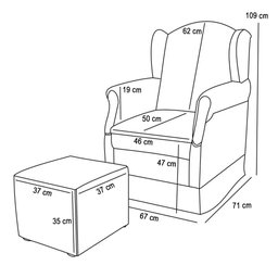 Poltrona de Amamentação e Descanso com Balanço e Puff Lucy P04 Linho Off White - Mpozenato - 4