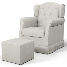 Poltrona de Amamentação e Descanso com Balanço e Puff Lucy P04 Linho Off White - Mpozenato - 1