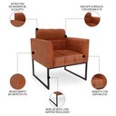 Ver imagem 5 de Sofá Namoradeira e 2 Poltronas Base Industrial Preto Ana Sintético Pu Nozes - Ibiza