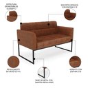 Ver imagem 3 de Sofá Namoradeira e 2 Poltronas Base Industrial Preto Ana Sintético Pu Nozes - Ibiza