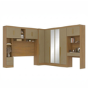 Ver imagem 2 de Guarda Roupa Casal Modulado 4 Peças 11 Portas 5 Gavetas com Cabeceira e Escrivaninha 100% MDF Smart