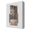 Ver imagem 2 de Guarda-Roupa Solteiro 4 Portas Batentes com Espelho Branco/Branco/Rustic Venus Madesa