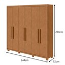 Ver imagem 6 de Guarda-roupas Casal Aries 6 Portas 5 Gavetas sem Espelho com Pés Amendoa Clean