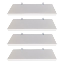 Kit 4 Prateleiras em MDF branco 30x10cm para qualquer ambiente organização Sala cozinha - 1