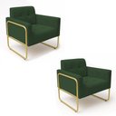 Ver imagem 2 de Poltrona Sala Industrial Alta Tubo Dourado Kit 2 Elisa Veludo D03 - D’Rossi