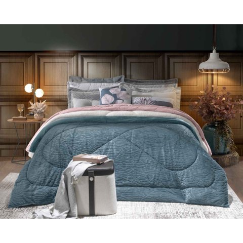 Edredom Casal Plush Peles Verde Capri Hedrons
