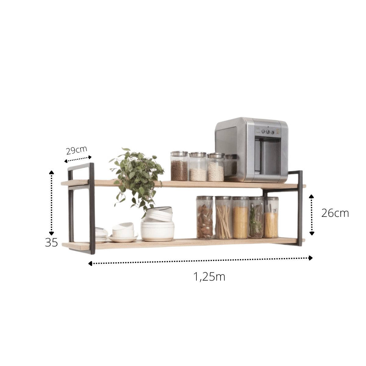 Prateleira Industrial de Parede de Madeira 1,25m Casa e Sonho Linha Industrial - 3