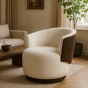 Ver imagem 2 de Poltrona Orgânica Redonda para Sala Liz Confortável Elegante Bouclê e Corino