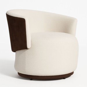 Poltrona Orgânica Redonda para Sala Liz Confortável Elegante Bouclê e Corino