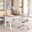 Ver imagem 2 de Mesa Escrivaninha com 135cm Industrial Tampo Chanfrado e Pés Metálicos Executive Macadâmia e Branco