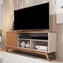 Ver imagem 1 de Rack Retrô para TV até 55 Polegadas 136cm Pés em Madeira Maciça Malbec Bege