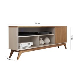 Rack Para TV até 55 Polegadas Pés em Madeira Maciça Retrô Malbec - 3