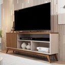 Ver imagem 1 de Rack Retrô para TV até 55 Polegadas 136cm Pés em Madeira Maciça Malbec Bege