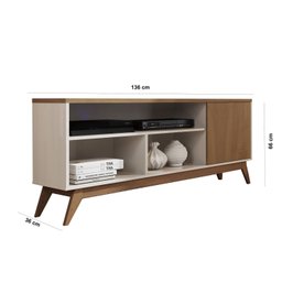 Rack Para TV até 55 Polegadas Pés em Madeira Maciça Retrô Malbec - 3