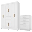 Ver imagem 1 de Kit Guarda Roupa Casal com Espelho 8 Portas Munique Cômoda Astral Branco