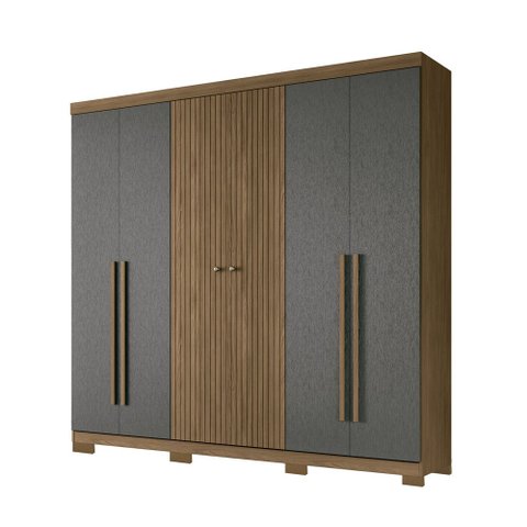 Guarda Roupa Casal 6 Portas Ripado Buriti com Pes Santos Andira