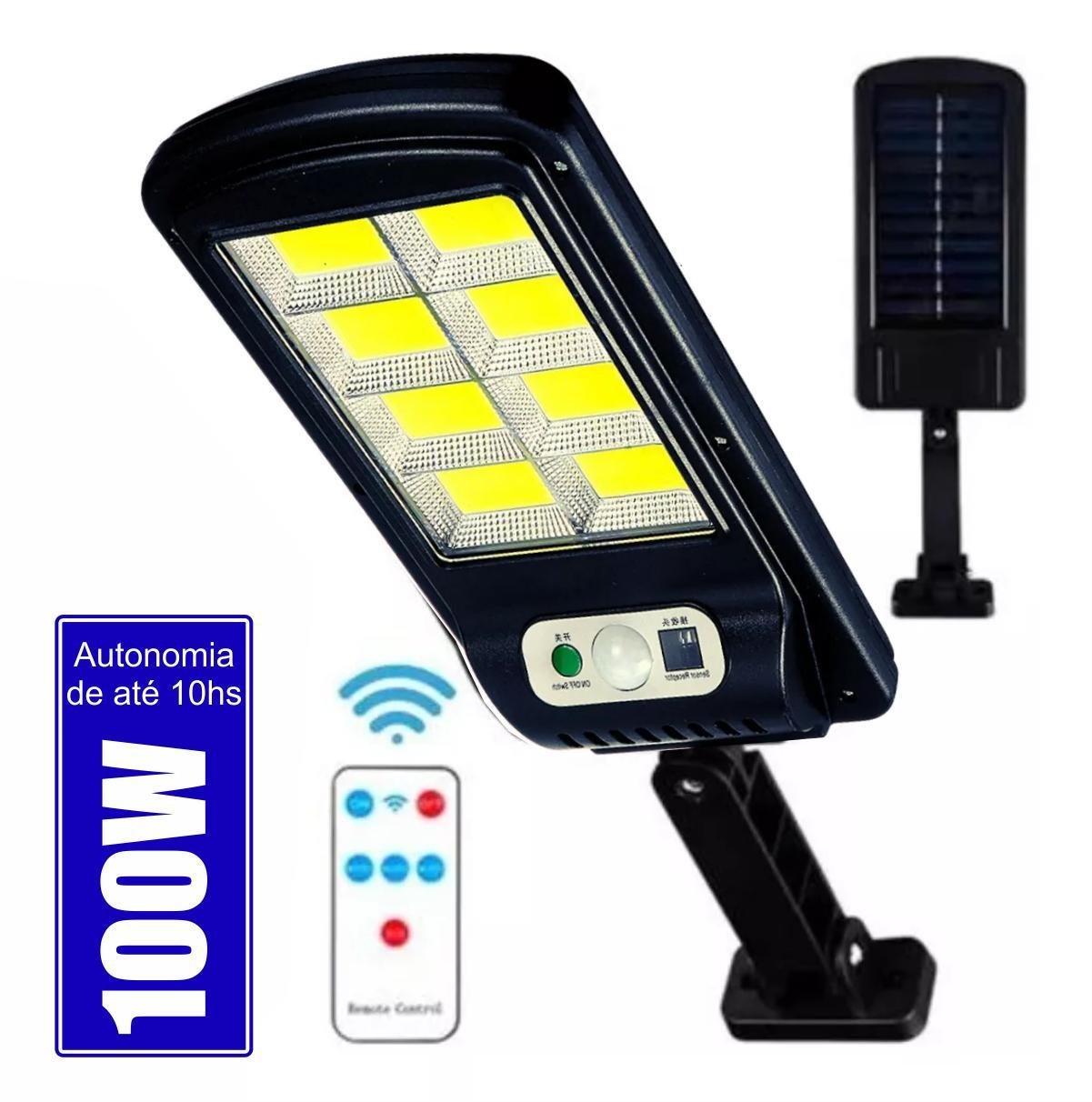 Luminária Solar Refletor Led 100w Poste Sensor 160 Leds Cob - 2