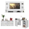 Conjunto Sala de Estar Painel Tv 60" / Aparador / Mesa Dobrável Lara Multimóveis Branco - 6