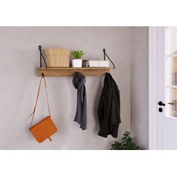 Prateleira Decorativo Estilo Industrial com Ganchos Cabide 27894 Artesano - Vermont/preto Fosco - 2