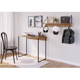 Prateleira Decorativo Estilo Industrial com Ganchos Cabide 27894 Artesano - Vermont/preto Fosco - 4