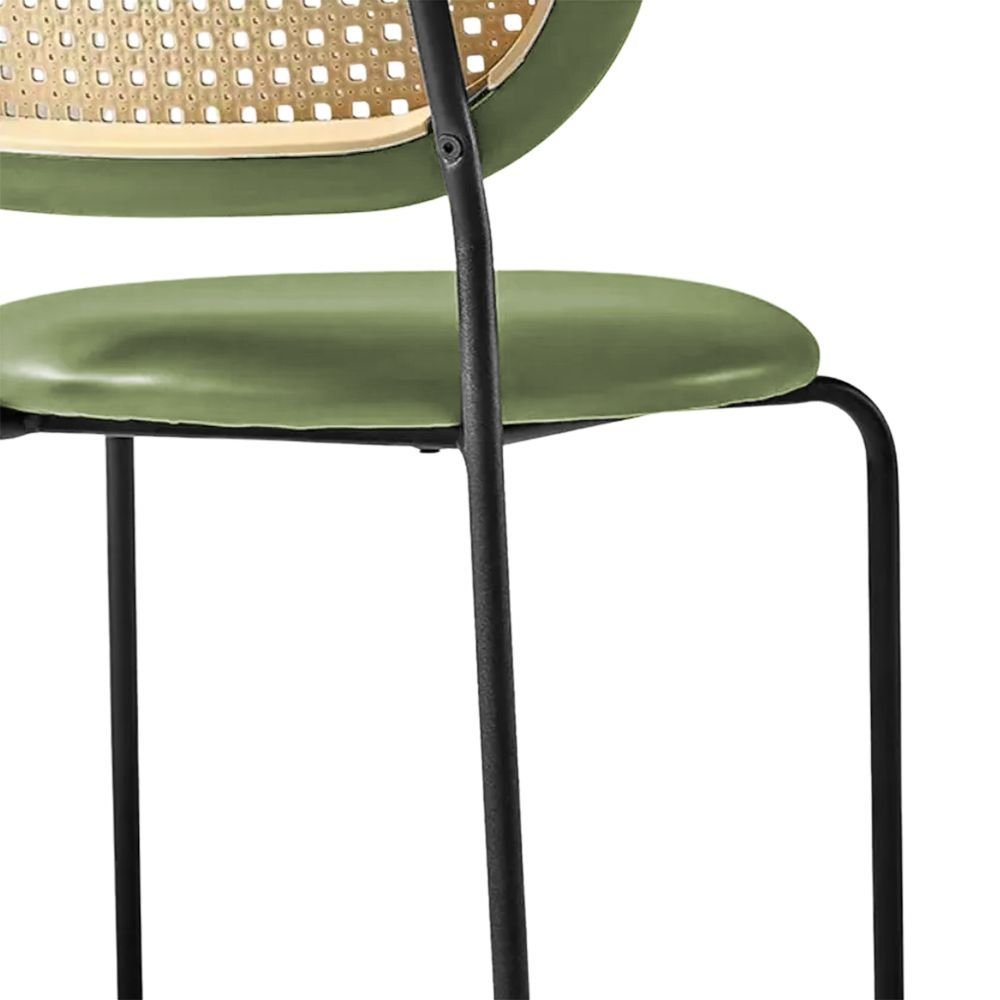 Ver imagem 3 de Cadeira Jantar Velvet Encosto Rattan Assento Estofado Verde