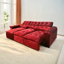 Ver imagem 1 de Sofá Retrátil e Reclinável 2,75m em Tecido Veludo C/ Pillow Nos Braços - Montagem Inclusa:vermelho