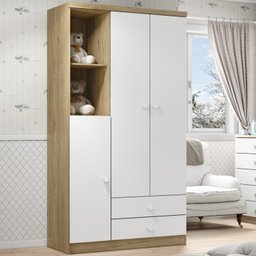 Guarda Roupa 3 Portas 2 Gavetas 2 Nichos Bala de Menta Cor Flex  - 1