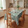 Toalha de Mesa Retangular em Tecido Impermeável Floral Fundo Turquesa - 2
