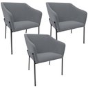 Ver imagem 1 de Kit 3 Cadeiras para Sala de Jantar Estar Living Olívia L02 Suede Cinza - Lyam Decor