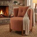 Ver imagem 1 de Poltrona Decorativa Orgânica Curva Luna Boucle Terracota - Montanaris Decor