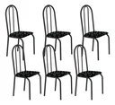 Ver imagem 2 de Kit 6 Cadeiras Ubatuba Corino Preto Lirio Tubo Preto Fosco