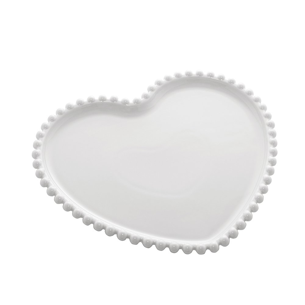 Conj 2 Pratos Porcelana Coração Beads Branco - Bon Gourmet - 3