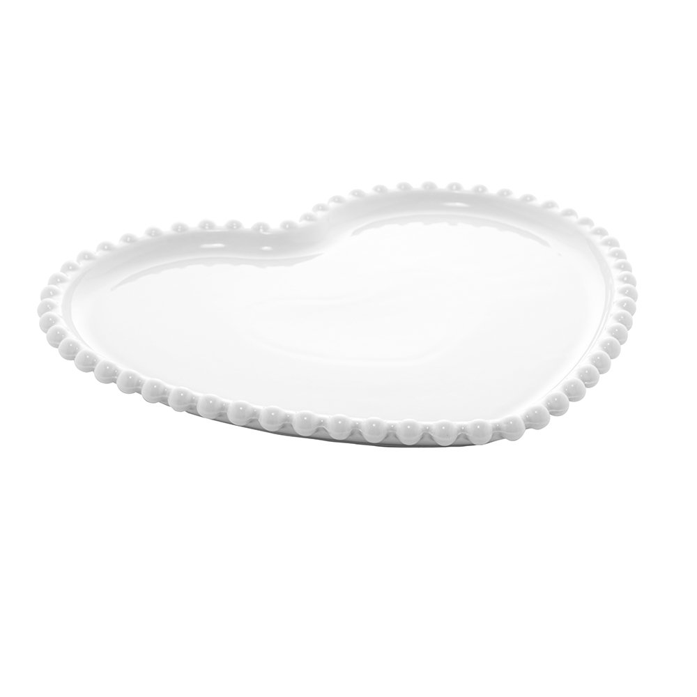 Conj 2 Pratos Porcelana Coração Beads Branco - Bon Gourmet - 4