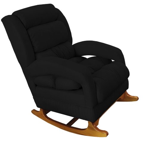 Poltrona Amamentação Liz de Balanço Suede Preto - Dominic Decor