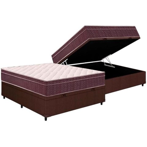 Cama Box Baú Crc Casal +Colchão Anatômico Ortopédico Airtech Ortobom -