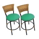 Ver imagem 2 de Kit 2 Banquetas Baixa de Cozinha Encosto Junco