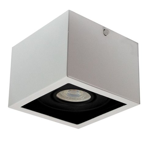 Spot Plafon Sobrepor Alumínio Recuado Branco com Preto Mr16 Gu10